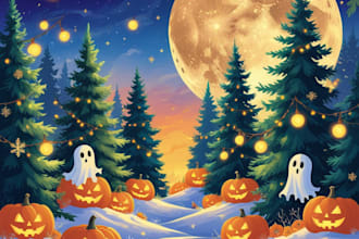 draw christmas and halloween illustrations