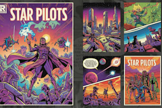 create retro comic art vintage comic book cover poster character illustration