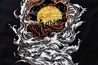 create linocut t shirt design for brands