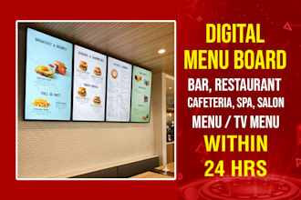 design digital menu board TV menu for restaurant led menu