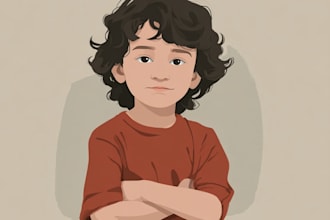 draw any style kids portrait or children illustration