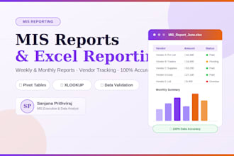 create mis reports and weekly monthly excel reporting