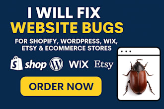 be your website bug expert fix ecommerce shopify wordpress wix etsy website bugs