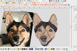 quick digitize couple outline embroidery for dog cat pet in one hour