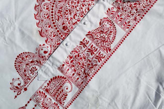 hand paint unique designs on men kurta with free shipping