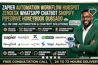 zapier automation workflow hubspot zendesk whatsapp chatbot shopify pipedrive