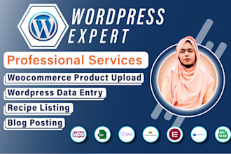 do wordpress data entry and woocommerce product upload