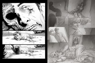 comic book sketch page line art greyscale superhero graphic novel manga art nsfw
