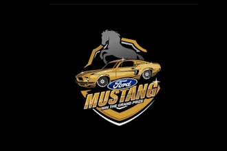 make powerful new masculine logo for ford mustang