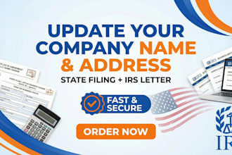 change your company name and address on state document and irs letter