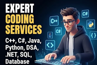 code in cpp, csharp, java, python, dsa, dotnet, sql and database