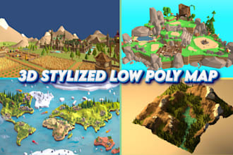 design stylized lowpoly map, ps1 building map, 3d environment map for games