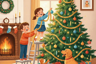 draw cute children book illustration and kids book illustrations