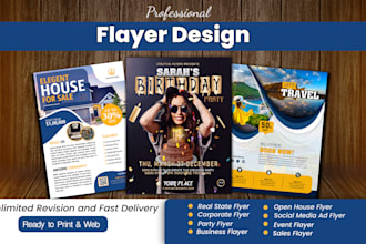 design a professional flyer or poster for real estate, medical and events