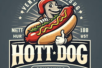 design a vintage hot dog mascot logo with t shirt design