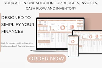 design custom finance spreadsheet budget tracker, inventory invoices spreadsheet