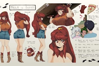 anime ref sheet character design reference sheet anime character anime furry art