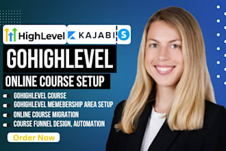 setup your gohighlevel course membership area course funnel kajabi