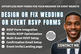 design or fix rsvp forms on your squarespace wedding or event website