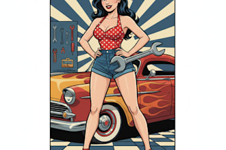 draw sexy girl pin up semirealistic comic caricature art