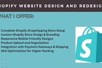 design and redesign a professional shopify store and any of ecommerce website