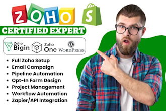 setup zoho bigin workflow zoho one CRM API  integration with shopify wordpress