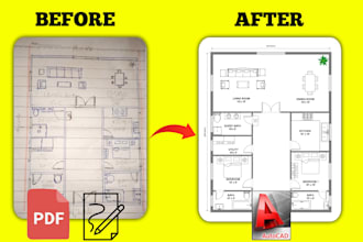 umwandlung von PDF, handskizze oder bild in eine autocad dwg zeichnung
