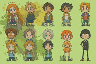 draw you a cartoon character illustration in various style