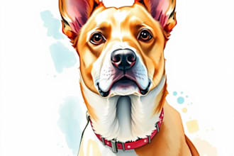 paint dog, cats, whatever pet portrait with watercolor