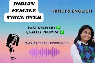 do professional voiceover and narration in hindi and english