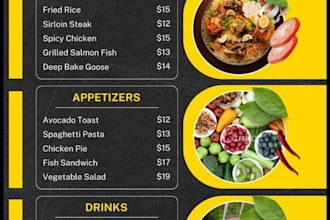 create professional fast food menu card and digital design