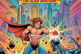 make comic book page, webtoon in manga style, cover art