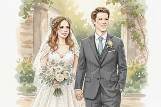 design couple portrait wedding portrait illustration