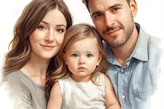 custom watercolor family portrait from photo