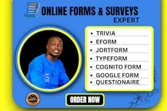 create jotform typeform, google form, surveys, cognito form, trivia quiz, eform