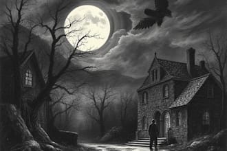 draw dark art illustration in vintage engraving style