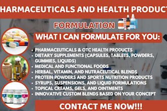formulate pharmaceuticals and health products, medical food, supplements