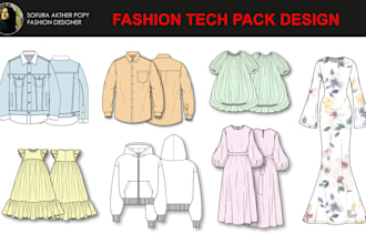 do apparel tech pack and technical flat drawing for manufacturer