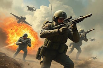 create realistic military, war, or sci fi illustrations