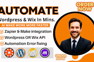 integrate zapier,make integromat,webhooks API, automation with wordpress wix