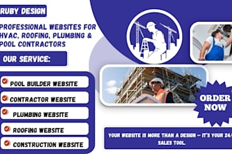 build construction website, hvac, roofing, and swimming pool contractor website