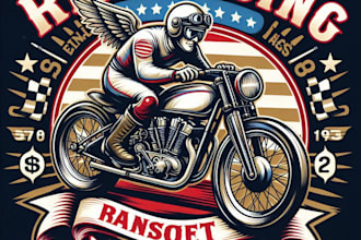 design high quality racing bike mascot logo with t shirt design