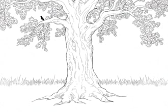 draw black and white outline illustration diagram