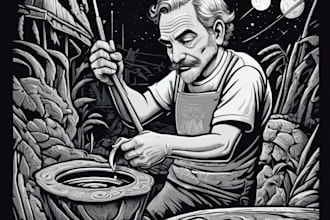 make linocut or cartoon illustration for t shirts