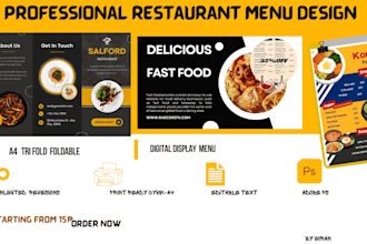 professional restaurant menu design, food menu card or digital menu