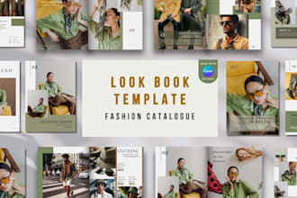 design an editable elegant fashion lookbook, sales catalog, or product booklet