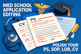 review, refine personal statement, eras, proofread medical school sop, lor cv