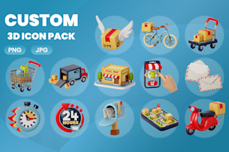 create custom 3d icons for UI, website, game or app