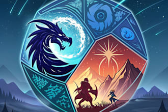 make a custom dnd, fantasy, sci fi, rpg animated game logo