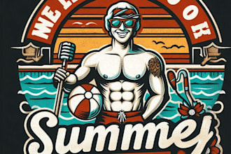 design high quality summer pool mascot logo with t shirt design